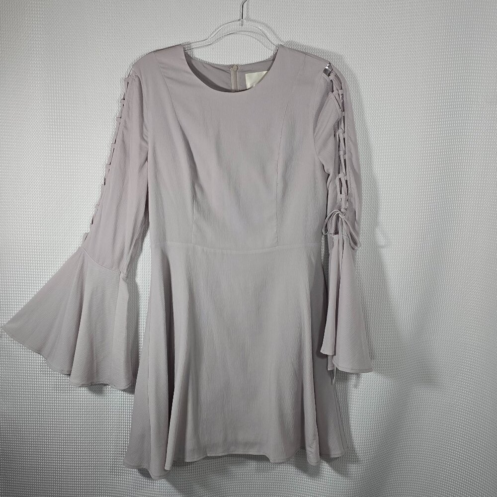 JOA Los Angeles Bell Sleeve Dress Lattice Sleeve Fit & Flare Cocktail Dress L